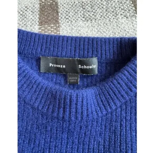 PROENZA SCHOULER | Cashmere & Wool Ribbed Knit Sweater with Side Ties in Cobalt - Picture 4 of 10